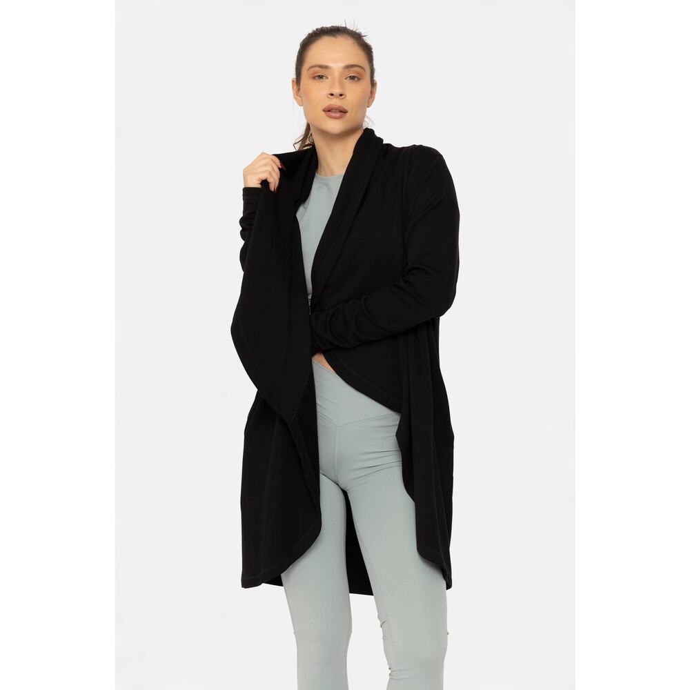 Fleece Lined Flowy Open Cardigan